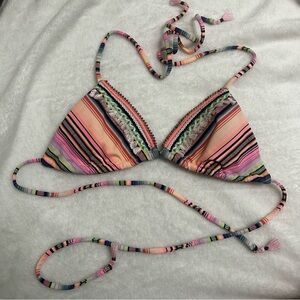 Victorias Secret tassel detail Colorful Striped Bikini Top